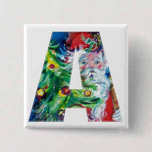 BÓTON QUADRADO 5.08CM PAPAIS NOEIS COM BALÕES E ÁRVORE DE NATAL A MONOGR