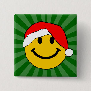 Bóton Quadrado 5.08cm Papais noeis de Natal bonitos Face Feliz