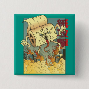 Bóton Quadrado 5.08cm Papel Higiênico Divertido Monstro Estilo Japonês