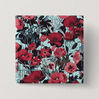 Bóton Quadrado 5.08cm Papoila Floral