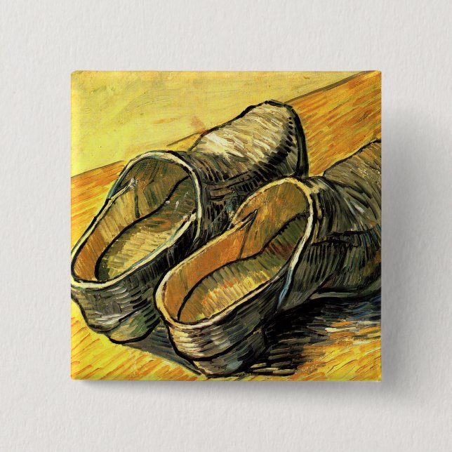 Bóton Quadrado 5.08cm Par de Couro Clogs de Vincent van Gogh (Frente)
