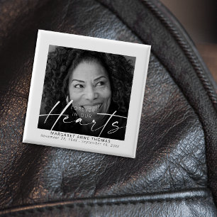 Bóton Quadrado 5.08cm Para Sempre Em Nossos Corações Fotografia Memorial