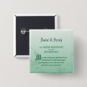 Bóton Quadrado 5.08cm Parabéns irlandeses do casamento que abençoam