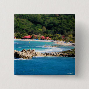 Bóton Quadrado 5.08cm Paraíso tranquilo Labadee Haiti da ilha