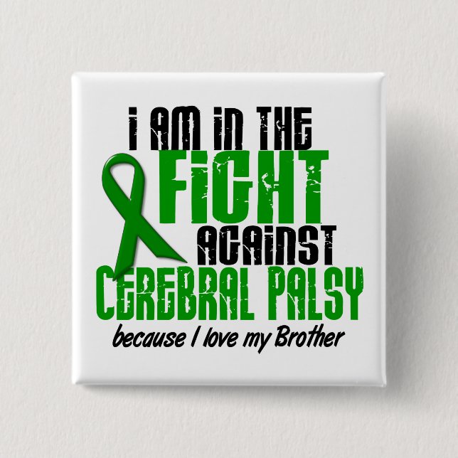 Bóton Quadrado 5.08cm Paralisia cerebral na luta para meu irmão 1 (Frente)