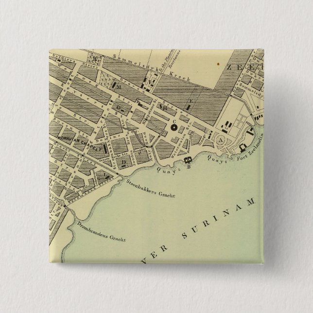 Bóton Quadrado 5.08cm Paramaribo Surinam (Frente)
