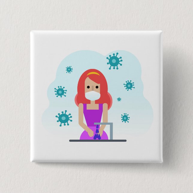 Bóton Quadrado 5.08cm Parar Germes (Frente)