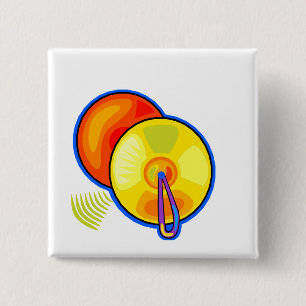 Bóton Quadrado 5.08cm Pares de pratos amarelos esboçados no gráfico az