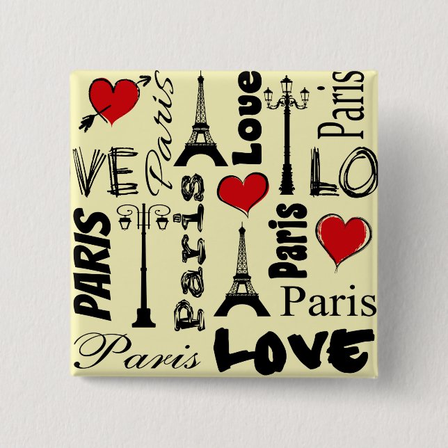 Bóton Quadrado 5.08cm Paris (Frente)