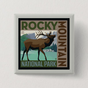 Bóton Quadrado 5.08cm Parque Nacional Rocky Mountain Elk