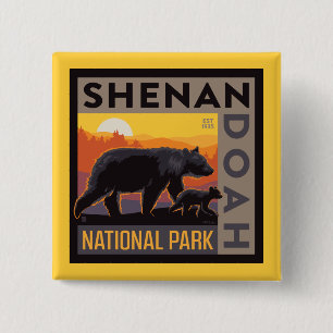 Bóton Quadrado 5.08cm Parque Nacional Shenandoah Urso mamário e Cubos