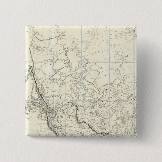 Bóton Quadrado 5.08cm Partes Interiores da América do Norte (Frente)