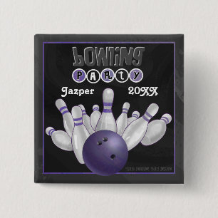 Bóton Quadrado 5.08cm Partido roxo da boliche