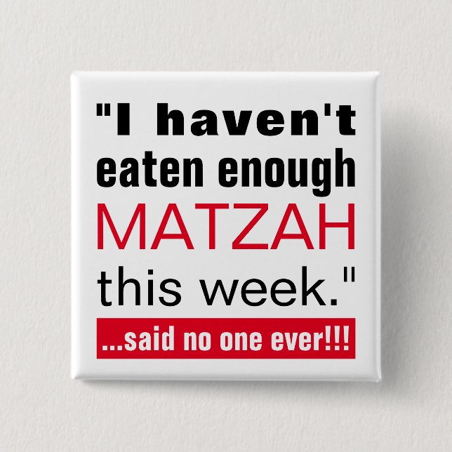Bóton Quadrado 5.08cm Passagem de Matzah Engraçado (Frente)