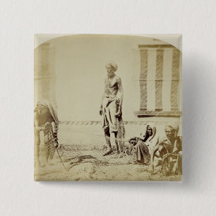 Bóton Quadrado 5.08cm Pássaro-Coletores, baixa casta Hindus em Deli, 19