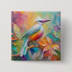 Bóton Quadrado 5.08cm Pássaro da fantasia vermelho-rosa-bico