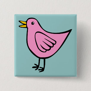 Bóton Quadrado 5.08cm Pássaro pequeno 04