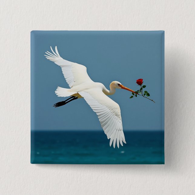 Bóton Quadrado 5.08cm Pássaro viajante (Frente)