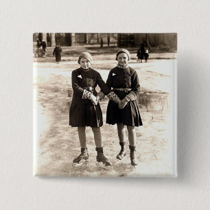 Bóton Quadrado 5.08cm Patinagem no gelo de 1925 namoradas