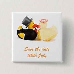 Bóton Quadrado 5.08cm Patos de casamento ... Insígnia