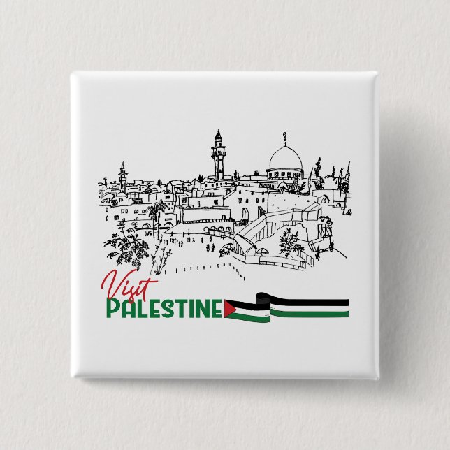 Bóton Quadrado 5.08cm Patrimônio e Esperança Palestinianos (Frente)