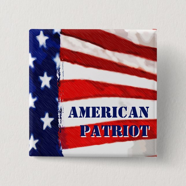 Bóton Quadrado 5.08cm Patriota Americano (Frente)