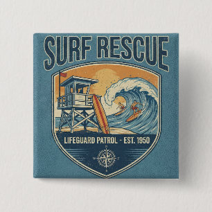 Bóton Quadrado 5.08cm Patrulha de Salvamento de Surf Est 1950