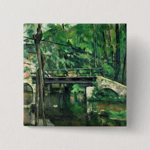 Bóton Quadrado 5.08cm Paul Cezanne a ponte em Maincy ou na ponte