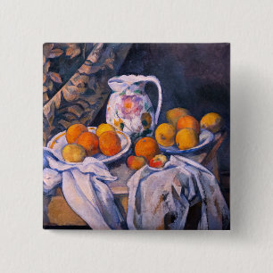 Bóton Quadrado 5.08cm Paul Cezanne - A Vida Estática com uma Cortina