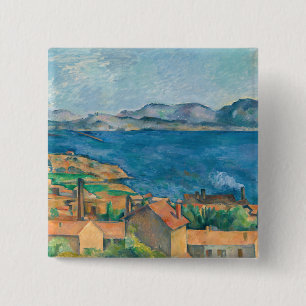 Bóton Quadrado 5.08cm Paul Cezanne - Baía de Marselha, Vista de Estaque