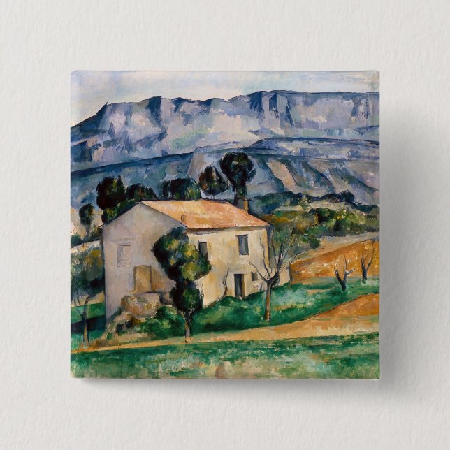 Bóton Quadrado 5.08cm Paul Cezanne - Casa em Provença (Frente)