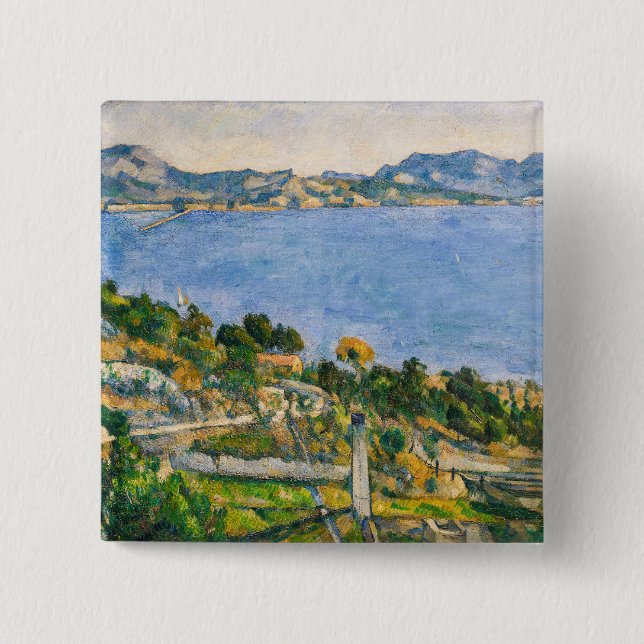 Bóton Quadrado 5.08cm Paul Cezanne - Golfo de Marselha visto de Estaque (Frente)