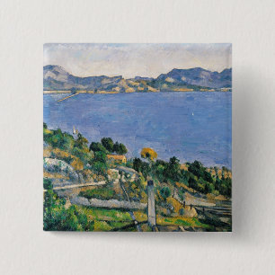 Bóton Quadrado 5.08cm Paul Cezanne L'Estaque, vista da baía de Marse