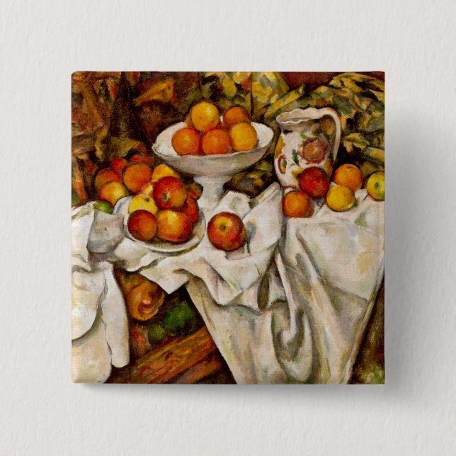 Bóton Quadrado 5.08cm Paul Cézanne - Maçãs e Laranjas (Frente)