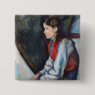 Bóton Quadrado 5.08cm Paul Cezanne - Menino no Colete Vermelho