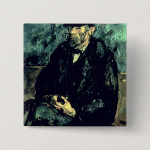 Bóton Quadrado 5.08cm Paul Cezanne o jardineiro Vallier, c.1905