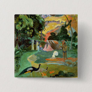 Bóton Quadrado 5.08cm Paul Gauguin Matamoe ou, paisagem com pavões