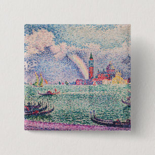 Bóton Quadrado 5.08cm Paul Signac - Arco-Íris, Veneza