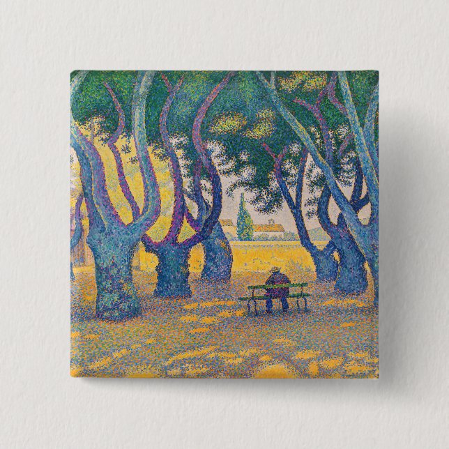 Bóton Quadrado 5.08cm Paul Signac - Place des Lices, Santo-Tropez (Frente)