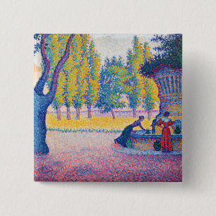 Bóton Quadrado 5.08cm Paul Signac - Saint-Tropez, Fontaine des Lices