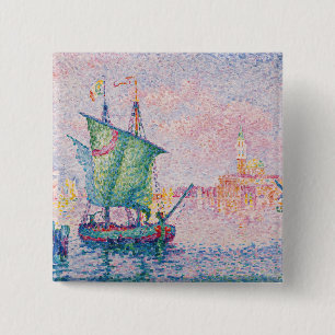 Bóton Quadrado 5.08cm Paul Signac - Veneza, A Nuvem Rosa