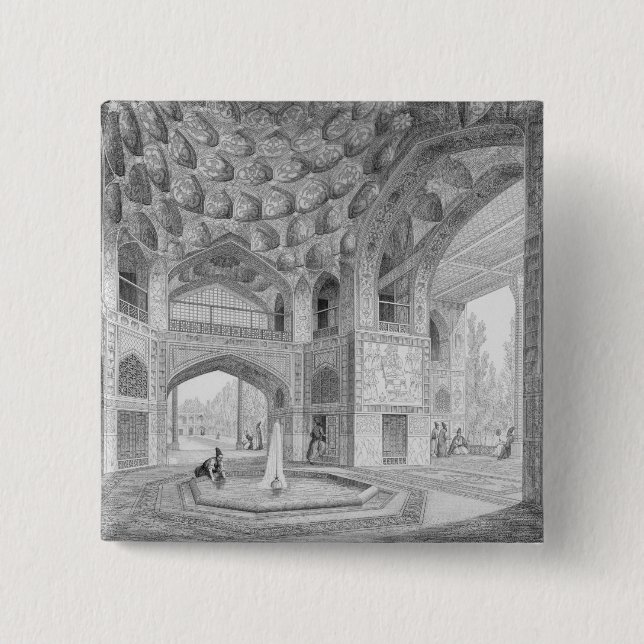 Bóton Quadrado 5.08cm Pavilhão dos oito paraíso, em Isfahan, de (Frente)