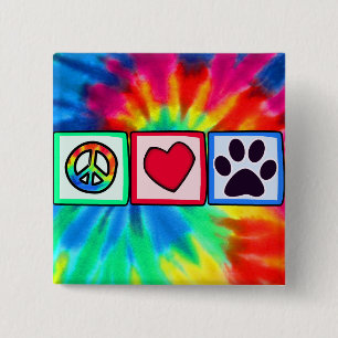 Bóton Quadrado 5.08cm Paz, amor, cão; Pawprint