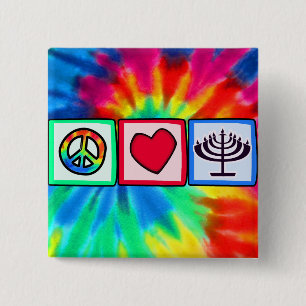 Bóton Quadrado 5.08cm Paz, amor, Hanukkah