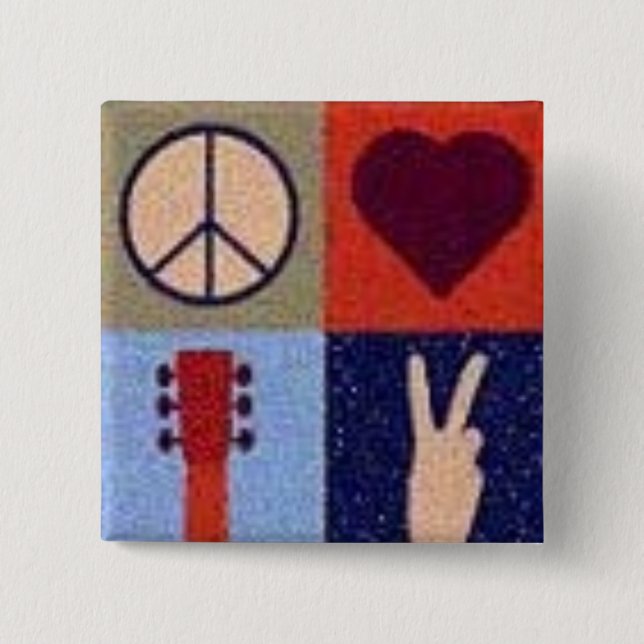 Bóton Quadrado 5.08cm Paz e amor (Frente)