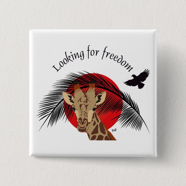 Bóton Quadrado 5.08cm Paz e liberdade para todos os botões (Frente)