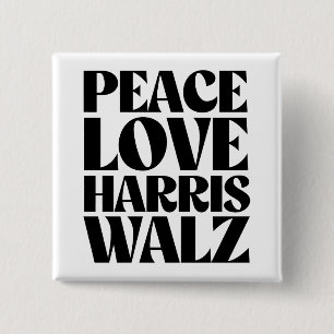 Bóton Quadrado 5.08cm Peace Love Harris Walz