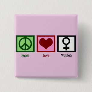 Bóton Quadrado 5.08cm Peace Love Women