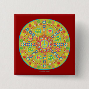 Bóton Quadrado 5.08cm Peace Symbols Design