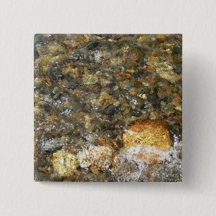 Bóton Quadrado 5.08cm Pebolhas Vestidas no rio Castanho e Abstrato natur